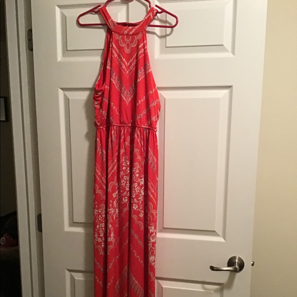 No Sleeve Floral Halter Dress